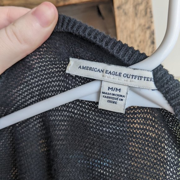 Long Black Cardigan w/pockets American Eagle sz M - Picture 5 of 9